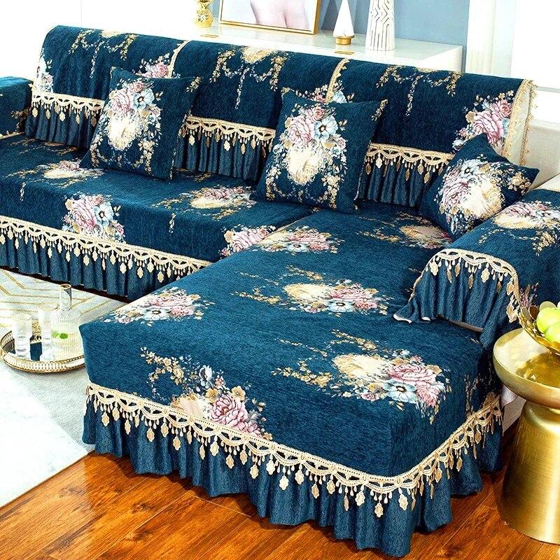 Lacehem-style Sofa Cover High-end Luxury Four Seasons General-purpose Sofa Cushion Cover Non-slip Fabric Skirt Swing Sofa Film