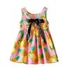 Девочки Бесрукавное Платье Детский Летний Сарафан с Принтом Ананасов Бант Детское Платье