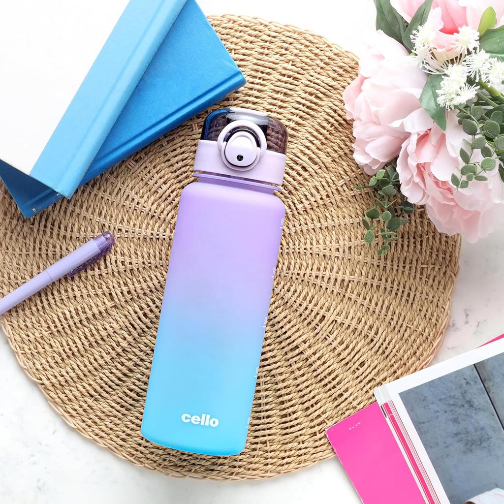 CELLO Large 1160ml Leakproof Water Bottle With Straw For Gym Office And Travel In Vibrant Purple Blue