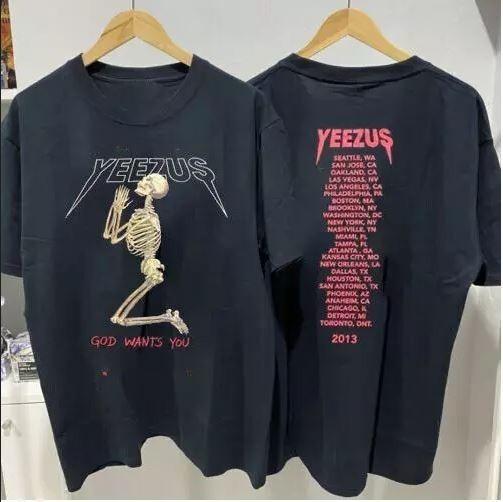 Kanye West 2013 Тур Yeezus Бог хочет тебя Хлопковая Черная Унисекс Футболка