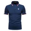 Мужская одежда, летняя новая приталенная рубашка поло с коротким рукавом и логотипом, мужская повседневная рубашка поло с воротником-стойкой