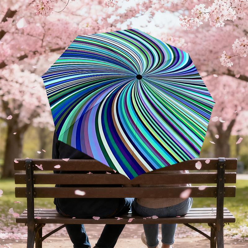 1pc twirl psychedelic Automatic Open/Close Umbrella with Windproof, 8-Rib Sturdy Canopy, Durable Ribs, Fashionable Design1234A