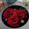 1 шт. круглый ковер с рисунком красной розы для дома, нескользящий моющийся ковер из волокна, мягкий удобный коврик для спальни, гостиной