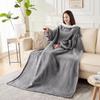 Носимое одеяло с рукавами, Уютное носимое одеяло с рукавами и карманами для женщин и мужчин, Теплое ТВ-одеяло-накидка, халат в подарок маме, жене, серое