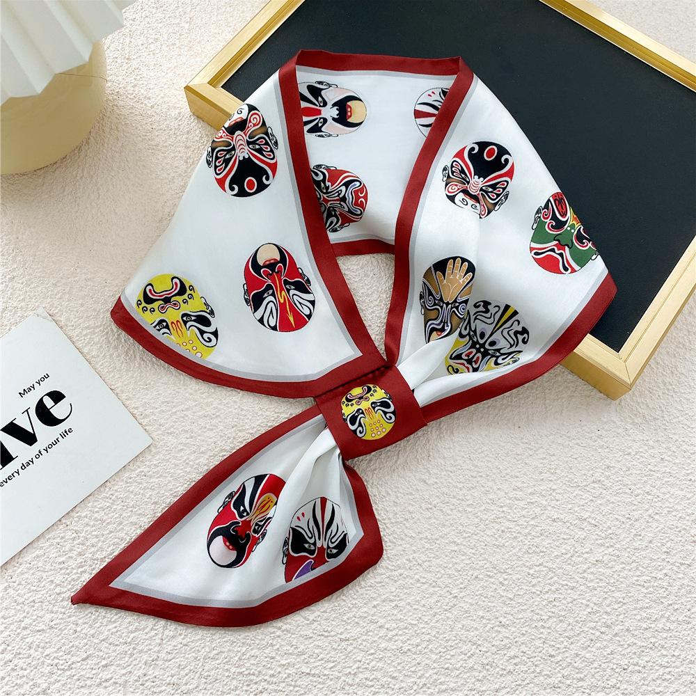 New Style Cross Shaped Small Scarf For Women In Spring Autumn Summer Fashionable Temperament Tied Bag Headband Decorative Scarf