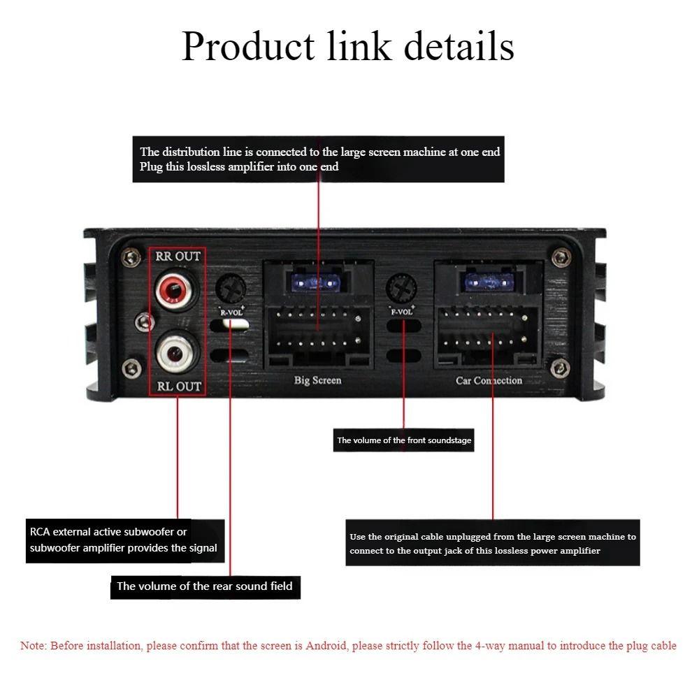 Интеллектуальный автомобильный усилитель мощности Большой экран 6-канальный усилитель мощности Автомобильное аудио