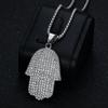 2026 Jewelry Fashion Trend Inlaid Zircon Men's Party Jewelry Accessories Fatima's Hand Pendant Necklace
