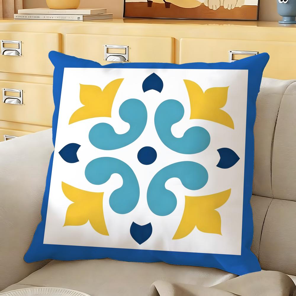 Exotic Portuguese Pattern Cushion Cover Soft Durable Reversible Pillow Cover Home Car MultiScene Daily Comfort Pillowcase