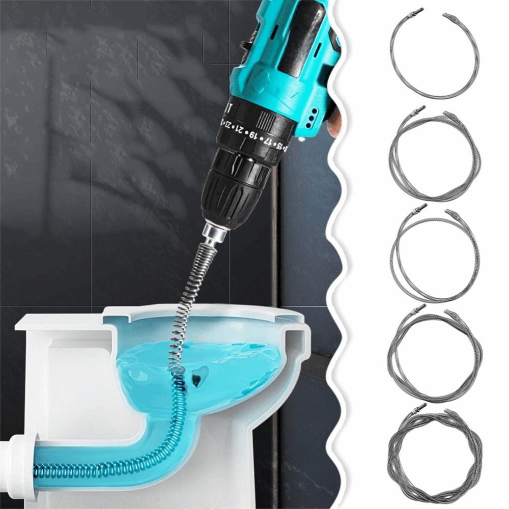 1-5м Электрическая дрель Пружина для прочистки канализации Утолщенный очиститель раковины для кухни, ванной комнаты, сантехники