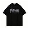 Летняя футболка Thrasher Skateboard Magazine с принтом букв Мужская Женская Оверсайз Хлопок Короткий Рукав Повседневная Уличная Одежда Футболка Топ