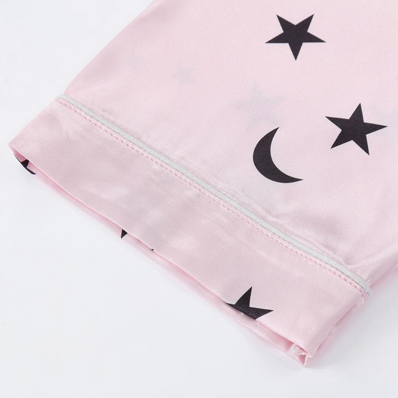 Летние шифоновые пижамы для девочек, шелковые пижамные комплекты с шортами, детские пижамы с принтом звезды и луны для девочек, комплект одежды для сна для девочек, одежда для подростков