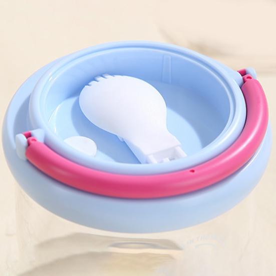 Portable Salad Bowl with Built-In Fork & Lid 600ml Double-Layer Plastic