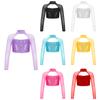 Kids Girls Sequins Crop Tops Long Sleeve Ballet Dance Tank Tops for Modern Latin Jazz Dancing Stage Performance Dance Costume