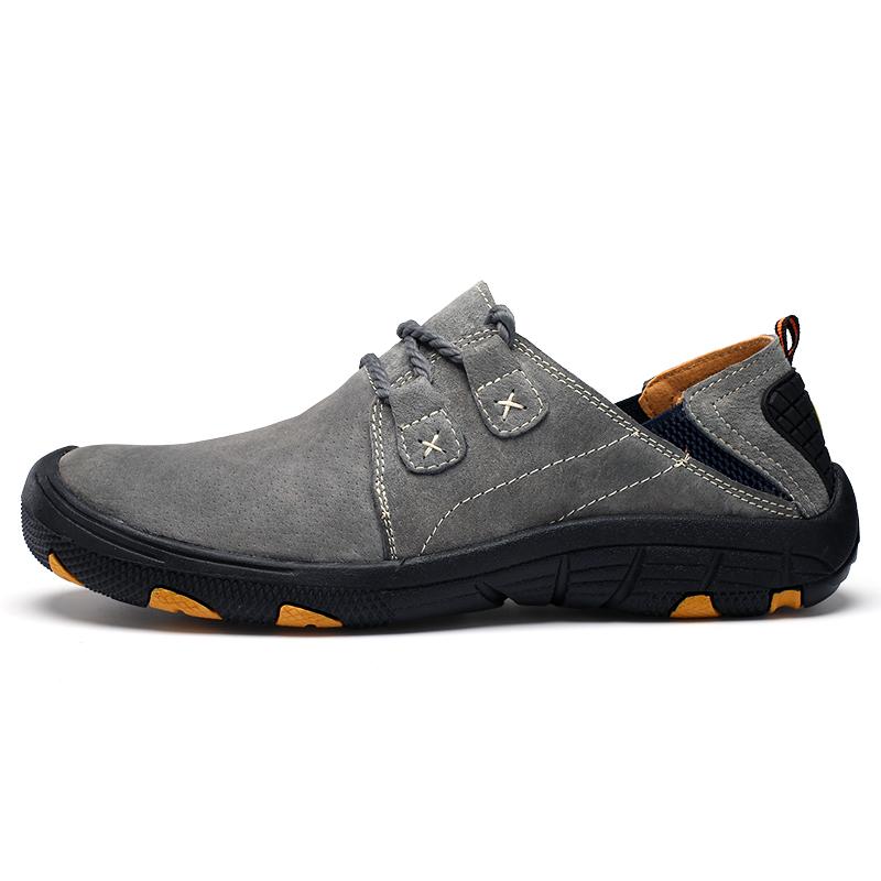 Genuine Leather Men's Hiking Shoes Casual Outdoor Trekking Walking Sneakers