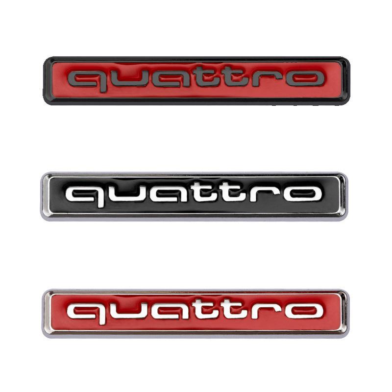 3D Metal Chrome Black Logo Quattro Emblem Decal Car Badge For Audi A3 A5 A4 A6 A7 A8 S1 TT Q3 Q7 Q5 Quattro Sticker Accessories