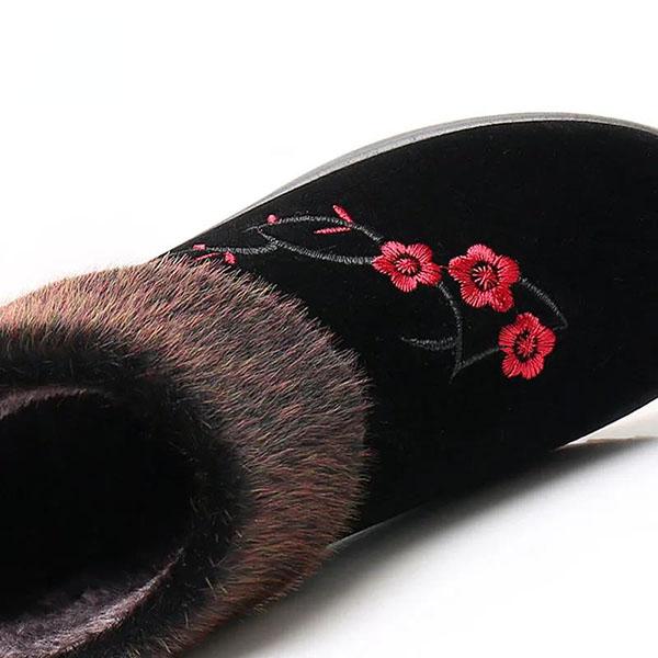 WTEMPO Женские зимние теплые большого размера вышитые лыжные ботинки мягкая подошва плюшевые противоскользящие холодостойкие ветрозащитные повседневные ботинки