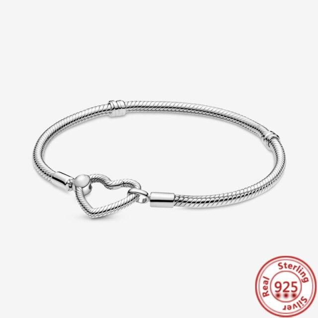 Классическая серия, браслет в виде сердца из 100% стерлингового серебра 925 пробы, подходит для оригинальных бусин, подвесок, сделай сам, двойной слой, ювелирное украшение для любви, подарок