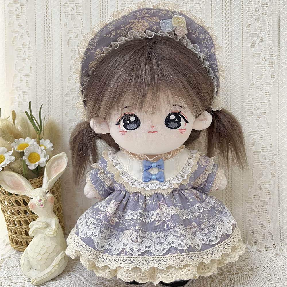Niannyyhouse 20см Плюшевый Винтажное Кружево Хлопок Аксессуары Одежда, Платье, Головной убор, Наряжаться, Кукла, (Серо-голубой)