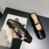 Fashion 2025 Spring Square Toe Women Slippers Fashion Shallow Slip On Shoes Ladies Casual Outdoor Flats