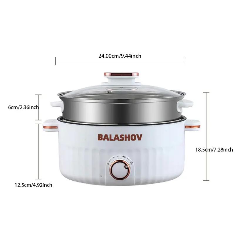 Многофункциональная электрическая кастрюля с антипригарным покрытием, защитой от перегрева и сухости, используется для жарки, стейков, лапши, рамэна, горячего котла.