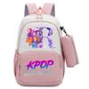KPOP Нейлоновый Комплект из Двух Частей Школьный Рюкзак для Учеников с Мультяшным Принтом и Пеналом