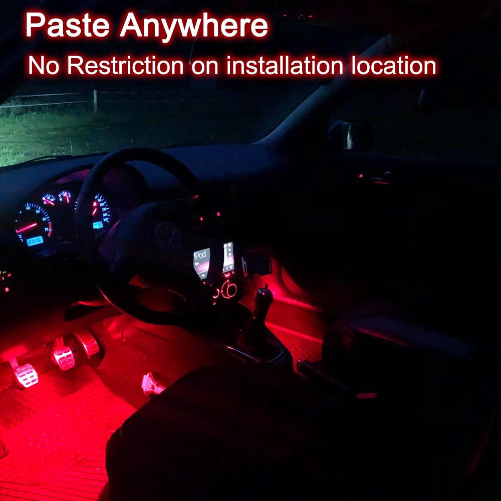 Светодиодная лампа для подсветки салона автомобиля, декоративная лампа RGB, лампа для подсветки ног с зарядкой, автоматическая лампа окружающего света, светодиодная беспроводная лампа с пультом дистанционного управления, 2 шт.