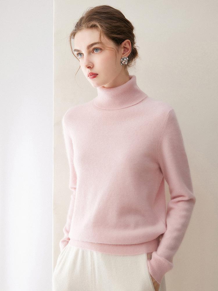 Women's 100% Pure Cashmere High Neck Long Sleeve Sweater - Autumn/Winter Collection