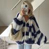 Women's Autumn and Winter Loose Striped Casual Cardigan Sweater