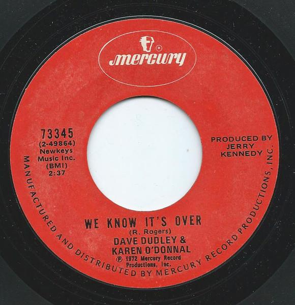 7-дюймовая пластинка DAVE DUDLEY KAREN ODONNAL We Know Its Over 73345 Mercury 1972 US CountryFolk Б/у