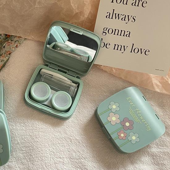 Яркий цвет, свежий милый раздел любви, чехол для контактных линз с зеркалом, пинцет, косметический ящик для хранения контактных линз, органайзер