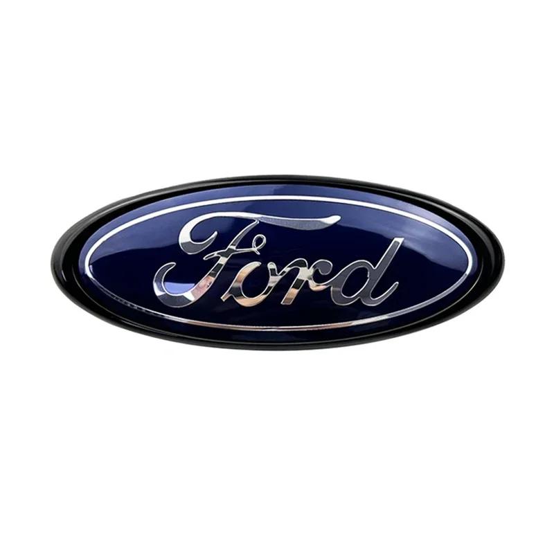 New 2026 Car Sticker 14.6x5.7cm Emblem Car Front Cover Grille Badge for Ford Kuga Focus Ranger Mustang Mondeo Fiesta Explorer Tr