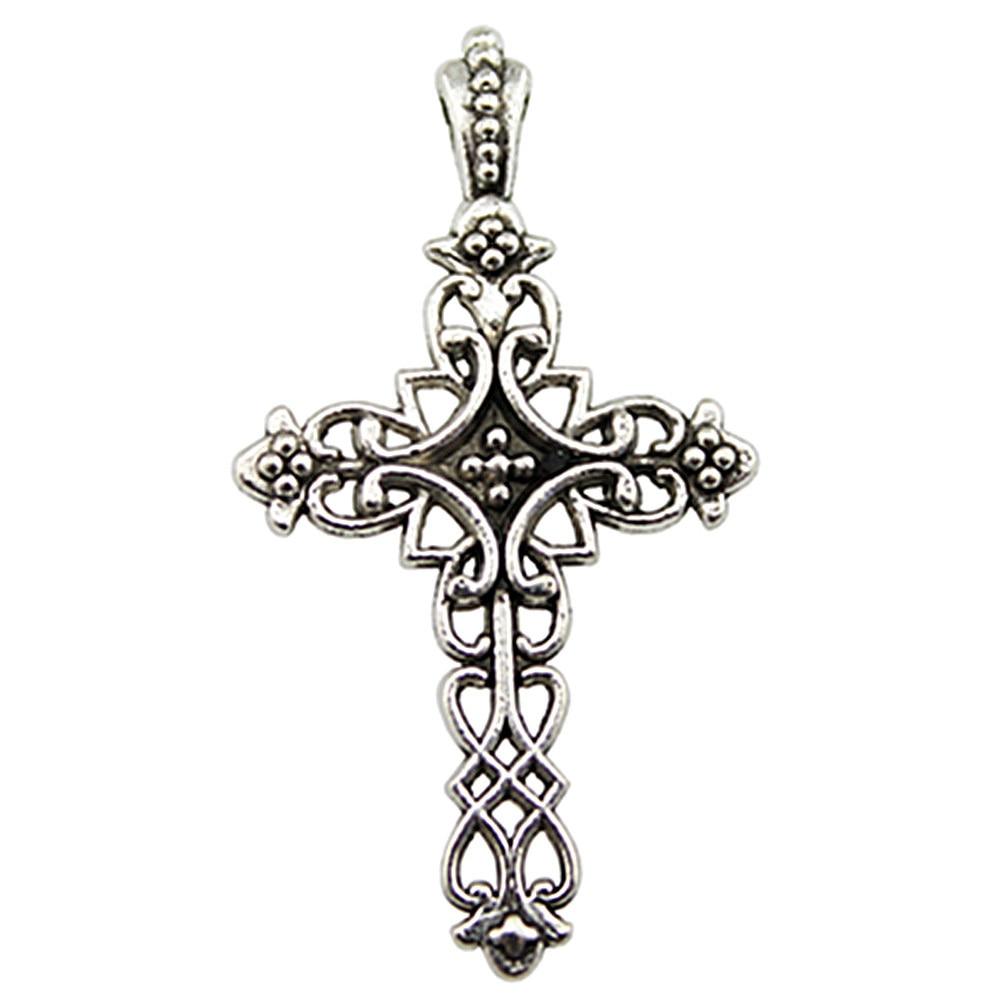 10шт подвески-крестики античное серебро цвет цинковый сплав 38х20мм