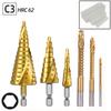 6Pcs HSS Steel Titanium Step Drill Bit Set 4-12/20/32mm Metal Hole Cutter Wood Cone Core Drilling Hole Saw Tool+3,6,8 Saw Drill