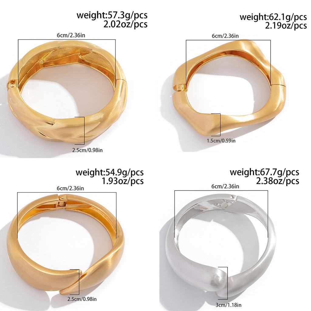 Ingemark Classic Vintage Matte Irregular Heavy Metal Chunky Wide Cuff Bangles Women Punk Gold Color Spring Bracelets Men Jewelry