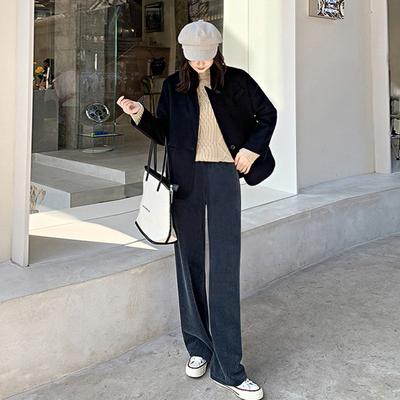 Осенне-зимние брюки для мытья пола с высокой посадкой, драпированные, широкие прямые штаны