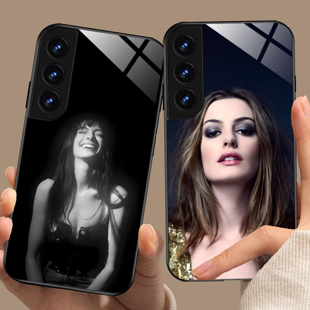 Чехол для мобильного телефона Anne Hathaway для Samsung Galaxy S26 S25 S24 S23 S22 S21 S20 Note20 Plus FE Ultra Стеклянный Цветной Чехол Красивый