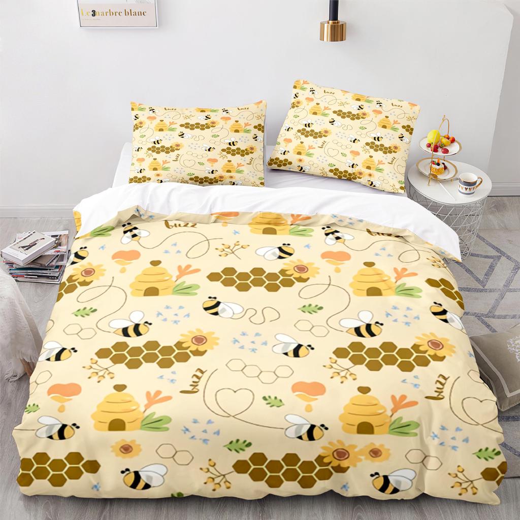 Home Textile Bee Quilt Cover Digital Printing Three-Piece 3D