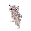 Big Owl Brooches Korean Zinc Alloy Imitation Rhinestone Blue Brooch Badge Pin Women Gifts Wedding Hijab Scarf Pin Up Buckl Accessories Jewelry Pins