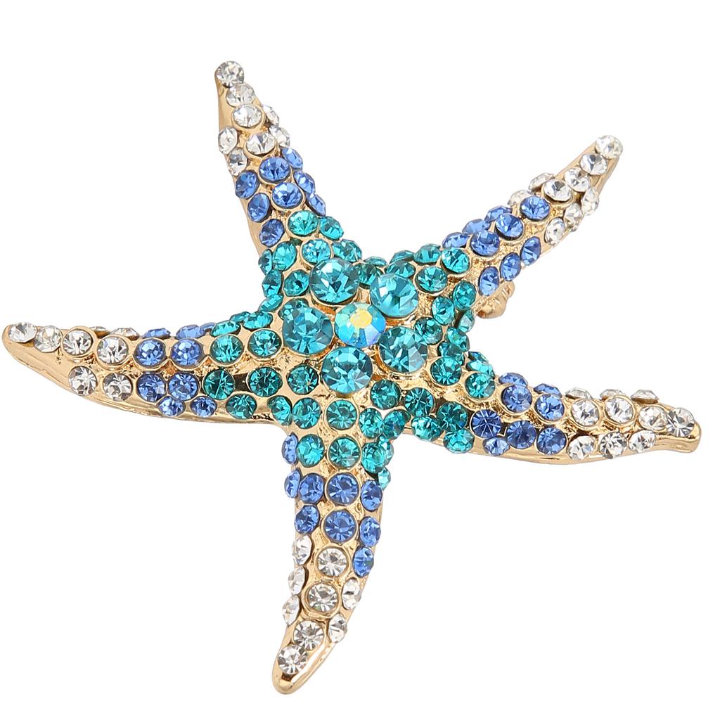Pentagram Rhinestones Pin Brooch Starfish Clothing Accessories Ocean Blue Decorations