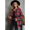 Autumn and Winter Women's Plaid Shirt Jacket Lapel Single-breasted Shirt Commuter Loose Plaid Tweed Jacket