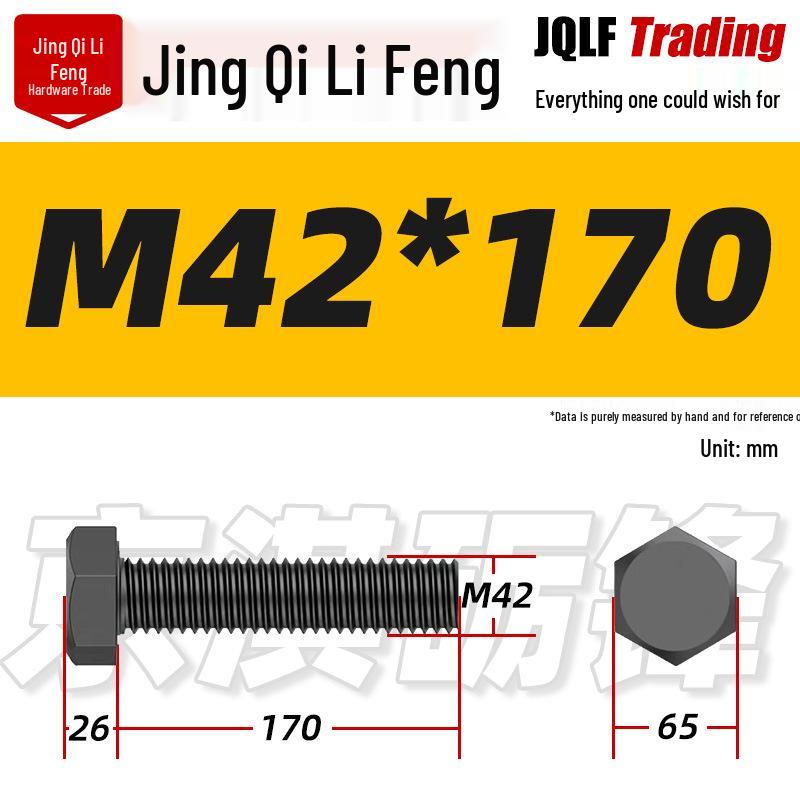 12.9 Grade High-Strength Blackened Hex Bolt M22-M48