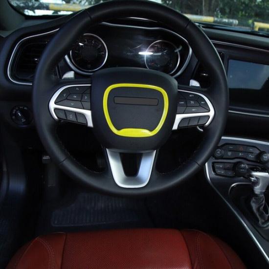 Steering Wheel Central Frame Decor Cover for Dodge Challenger/Charger 15+ Yellow