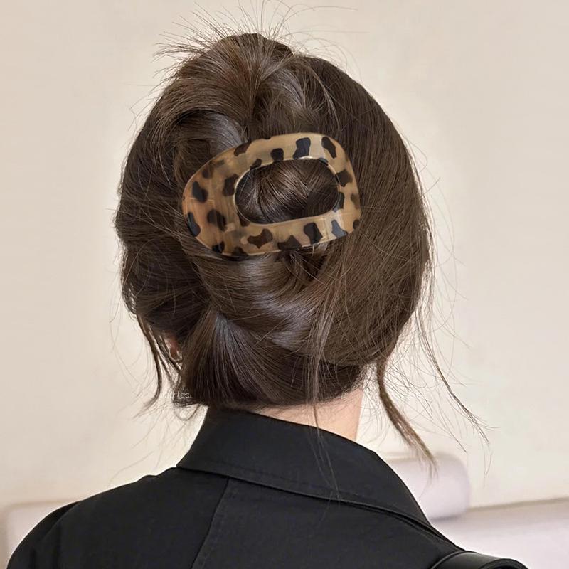 Удобная заколка-краб из абалона для женщин - Полностью назад, круглый плоский пучок и изогнутый хвост, аксессуар для волос