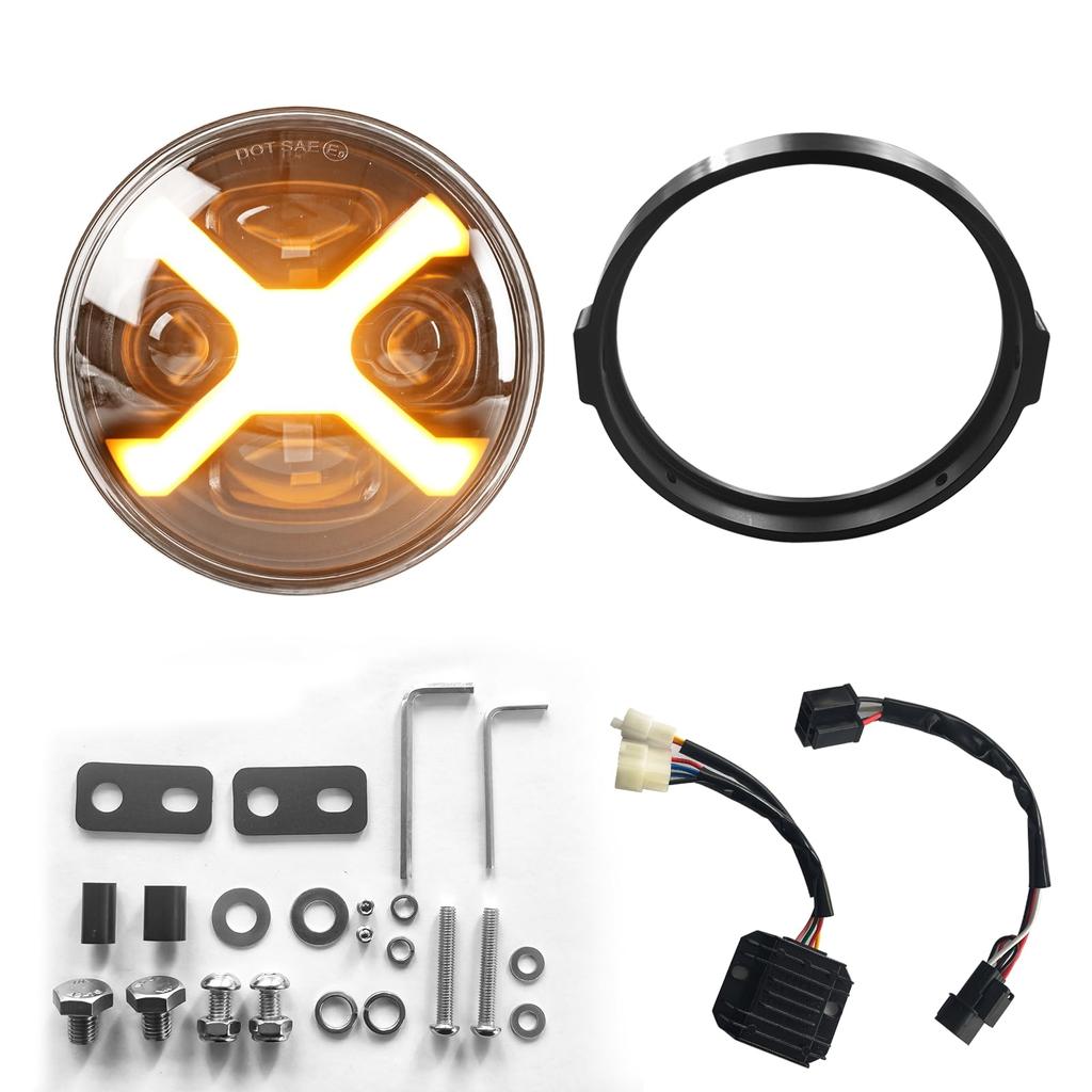 Vancroser Cross Cub CC110 Светодиодная фара для мотоцикла с ДХО, переключение ближнего/дальнего света, 12 В/24 В, водонепроницаемость IP68, тип X, совместима с Honda Cross