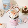 Милая мультяшная керамическая кружка с крышкой в виде медведя для домашнего завтрака, сувенирный подарок, высококачественная подарочная чашка для воды