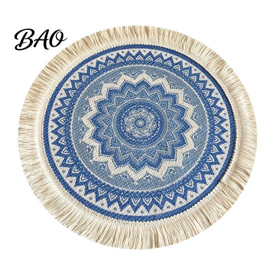 Non-deforming Coaster Set Vintage Round Coasters, Pastoral Cotton Linen Placemats, Soft Jute Decorative Drink Coasters Tassels Mats, Handwoven