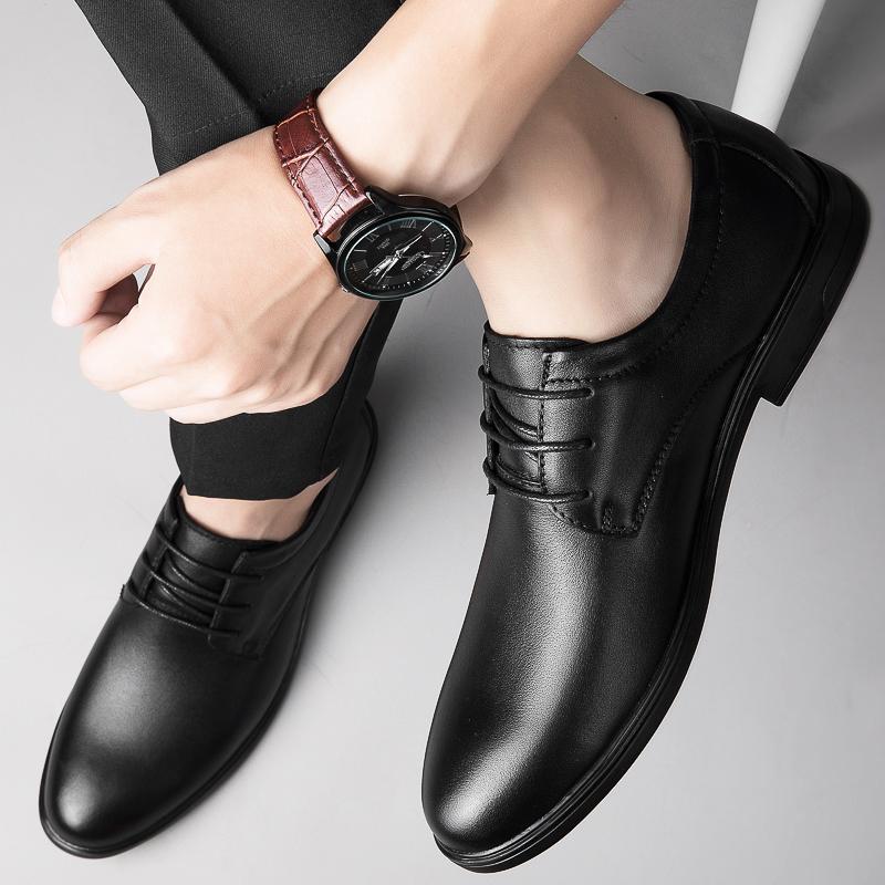 Модные универсальные мужские повседневные деловые кожаные туфли Новые джентльменские модные мужские туфли для вечеринок, свадеб, на шнуровке, высокого качества