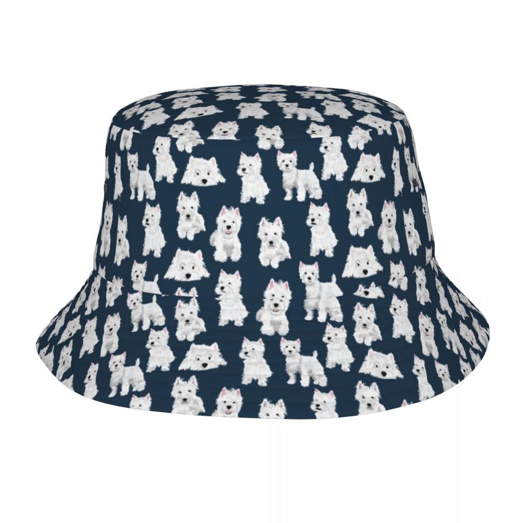 West Highland White Terrier Dog Bucket Hat Unisex Personalized Summer Travel Beach Cute Westie Puppy Hats