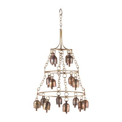 Медная 16-дюймовая ручная работа для улицы, сада - Глубокий тон, успокаивающие колокольчики для крыльца, патио и дзен-декора для улицы