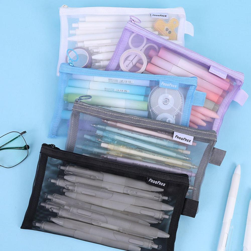 Прозрачный сетчатый пенал большой емкости пенал портативный пенал для ручек удостоверение личности